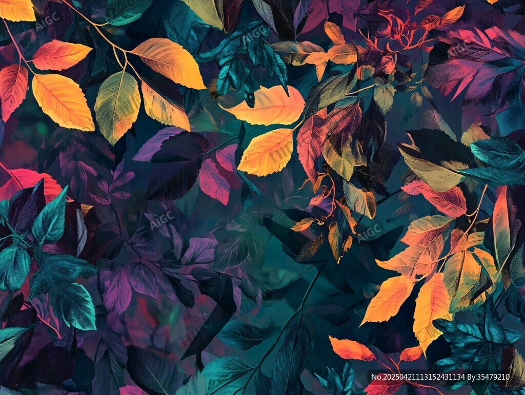 多彩秋葉圖案背景紋理
