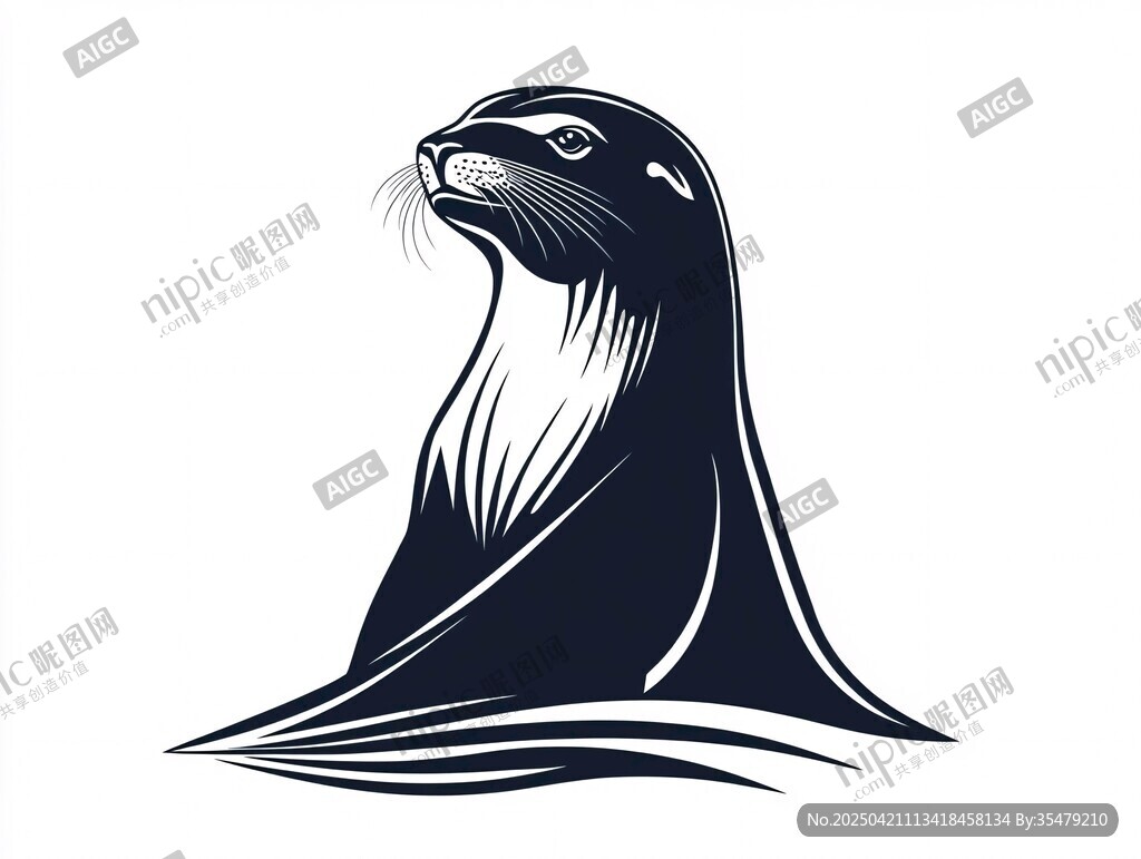 海獅輪廓插畫