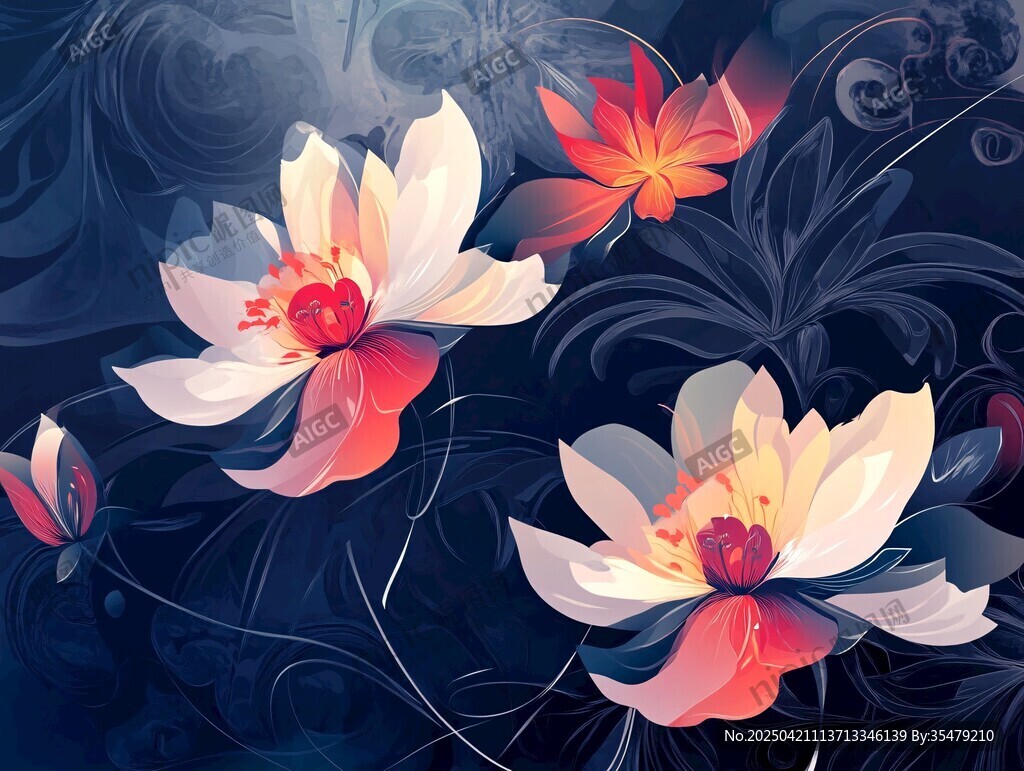 夢幻花卉插畫