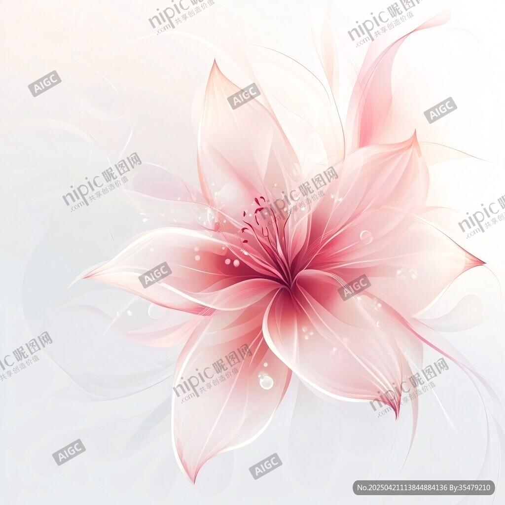 夢幻粉色花朵唯美插畫