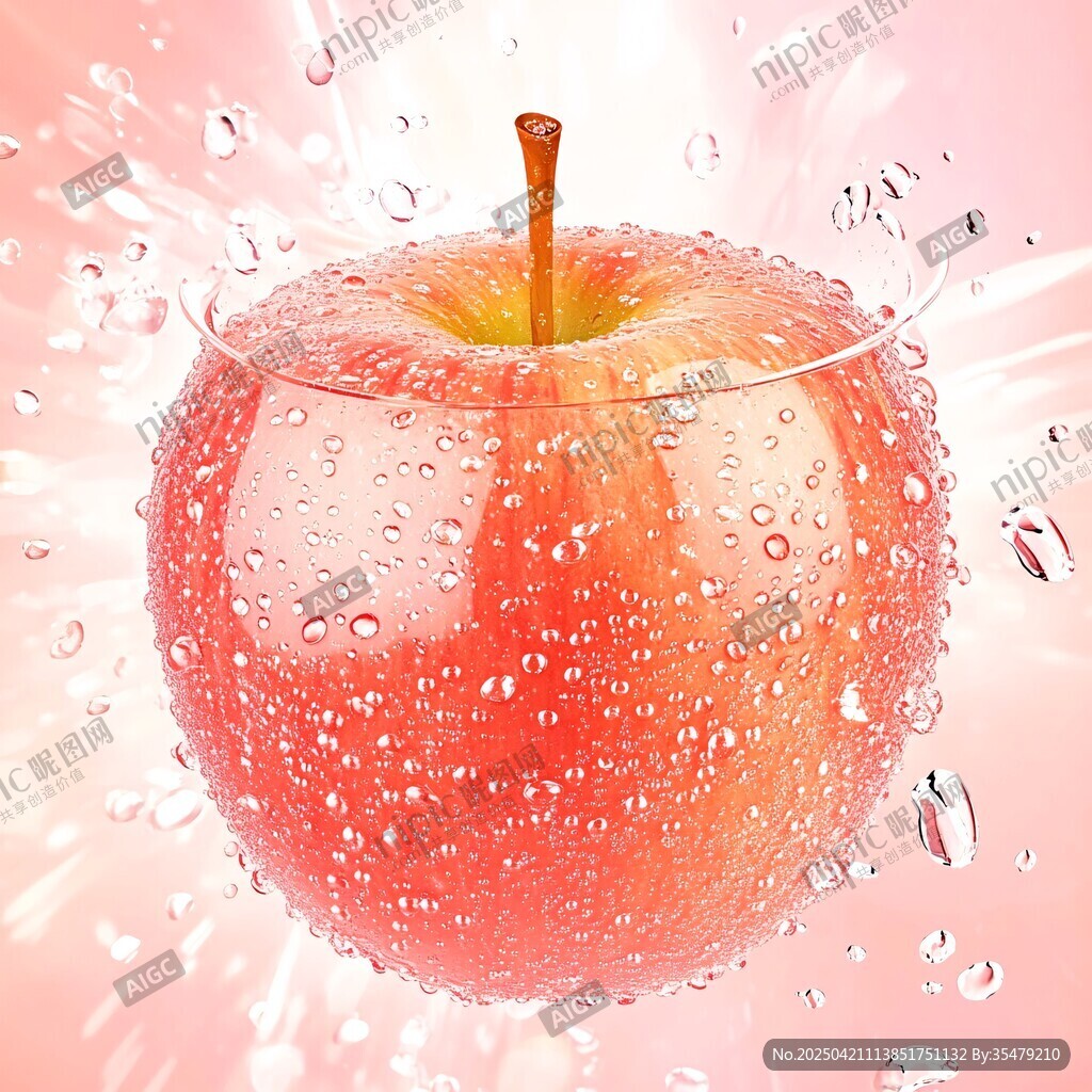 水潤紅蘋果 水珠飛濺瞬間