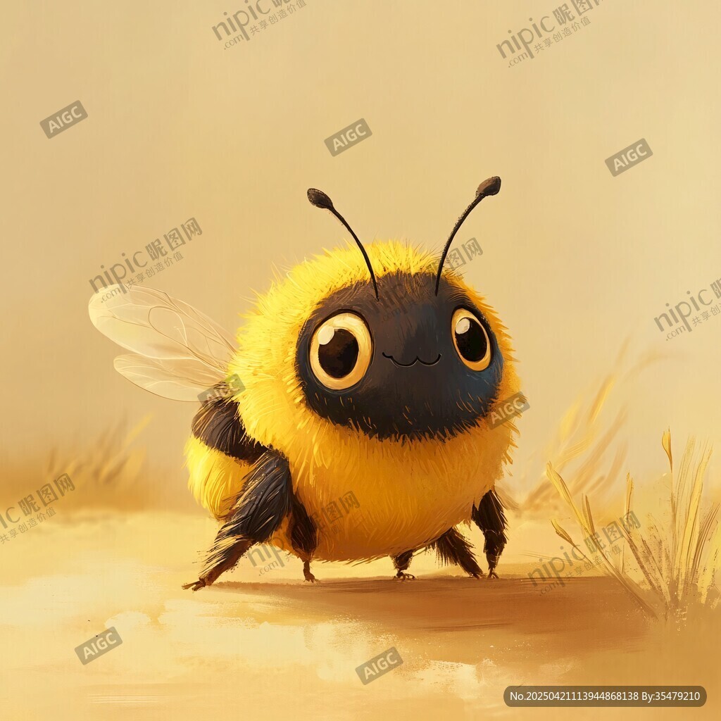 可愛萌趣小蜜蜂插畫