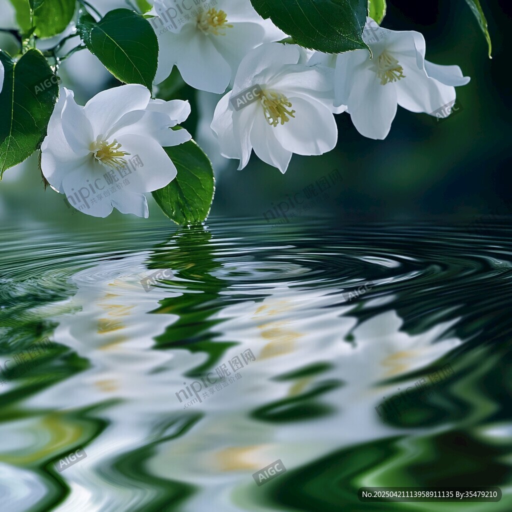 白花映水 清新自然之景