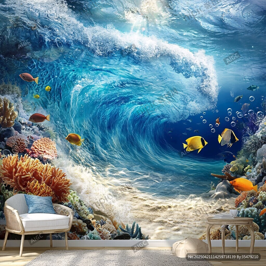 海底世界夢幻墻繪場景