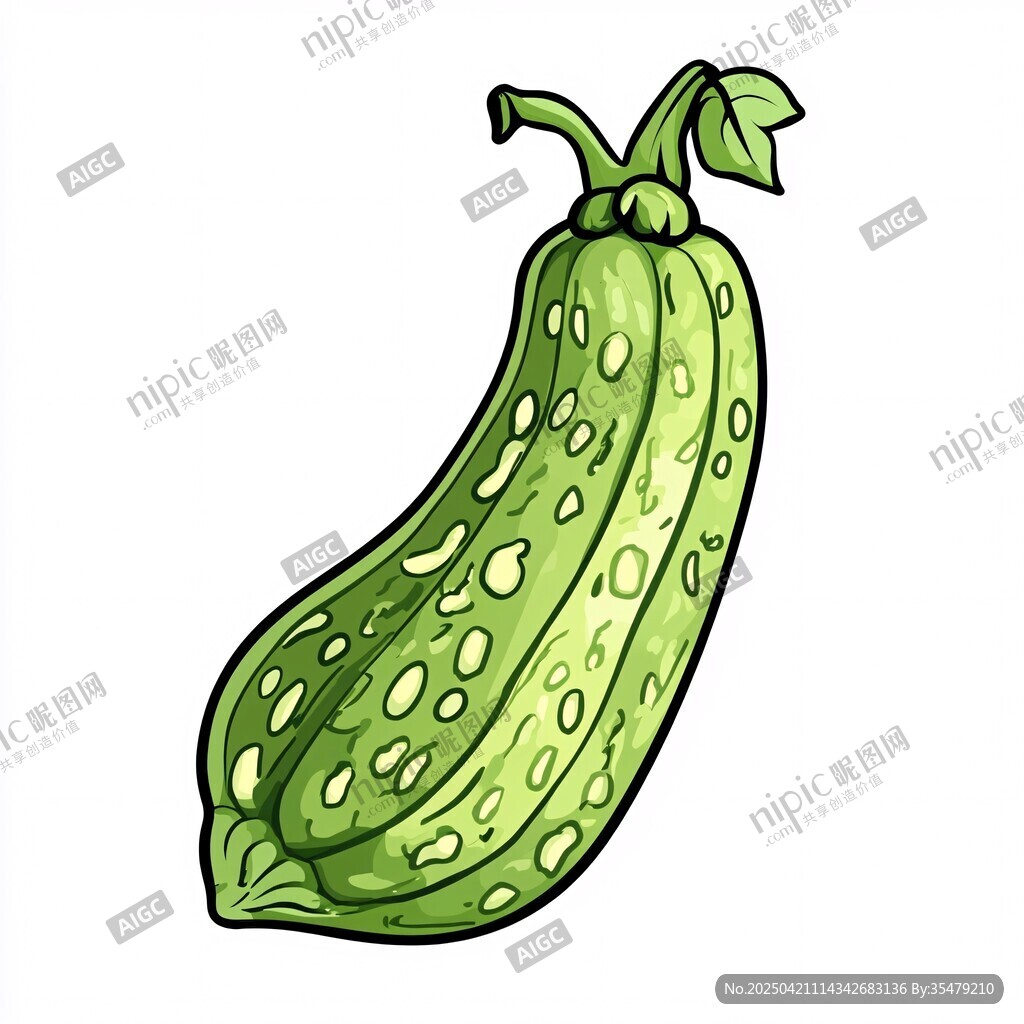 卡通風(fēng)格的綠色西葫蘆
