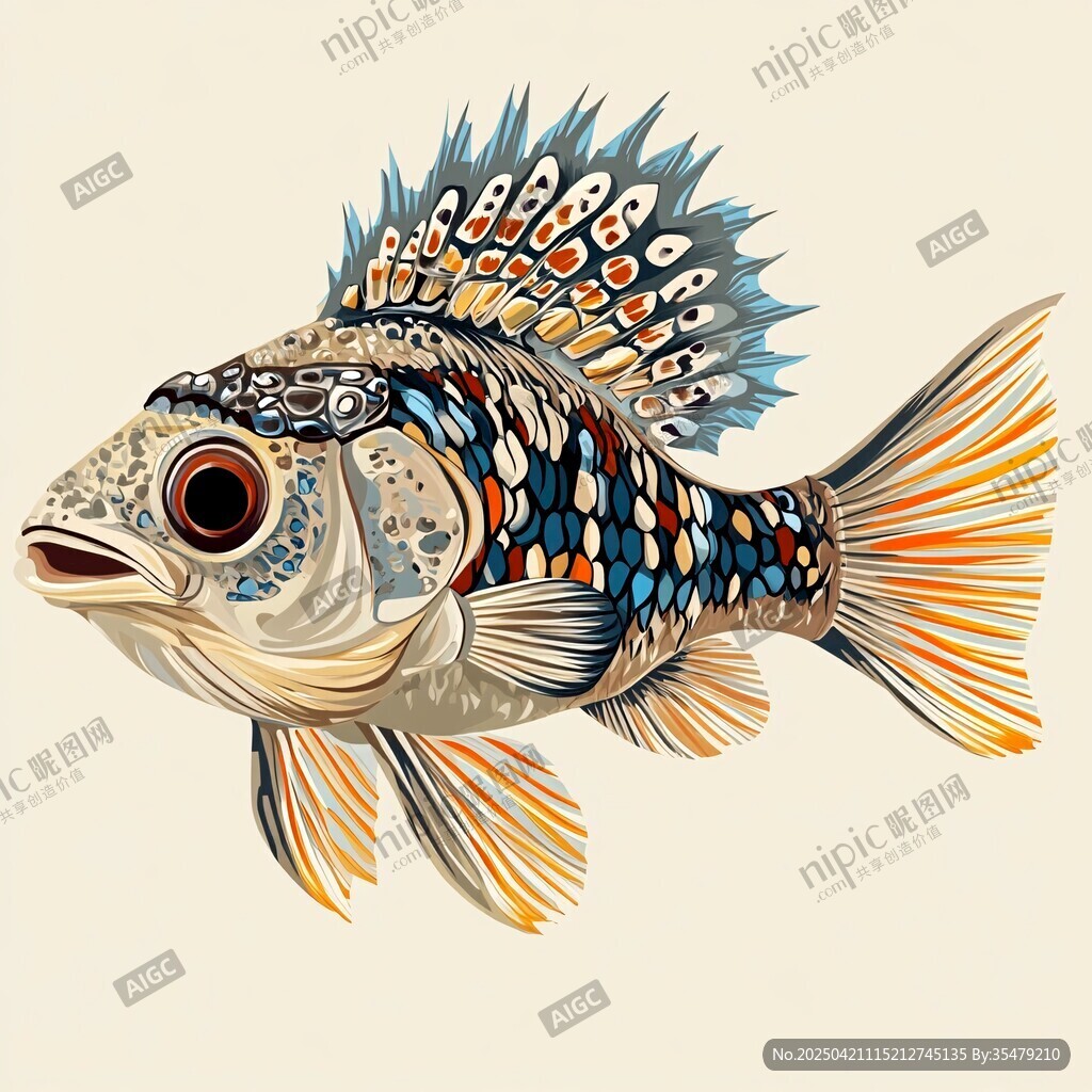 奇幻花紋的彩色觀賞魚
