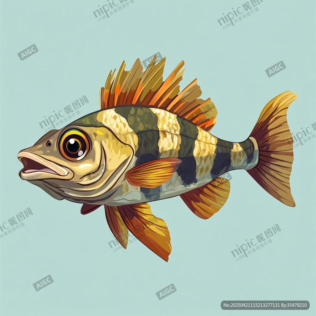 彩色條紋魚插畫