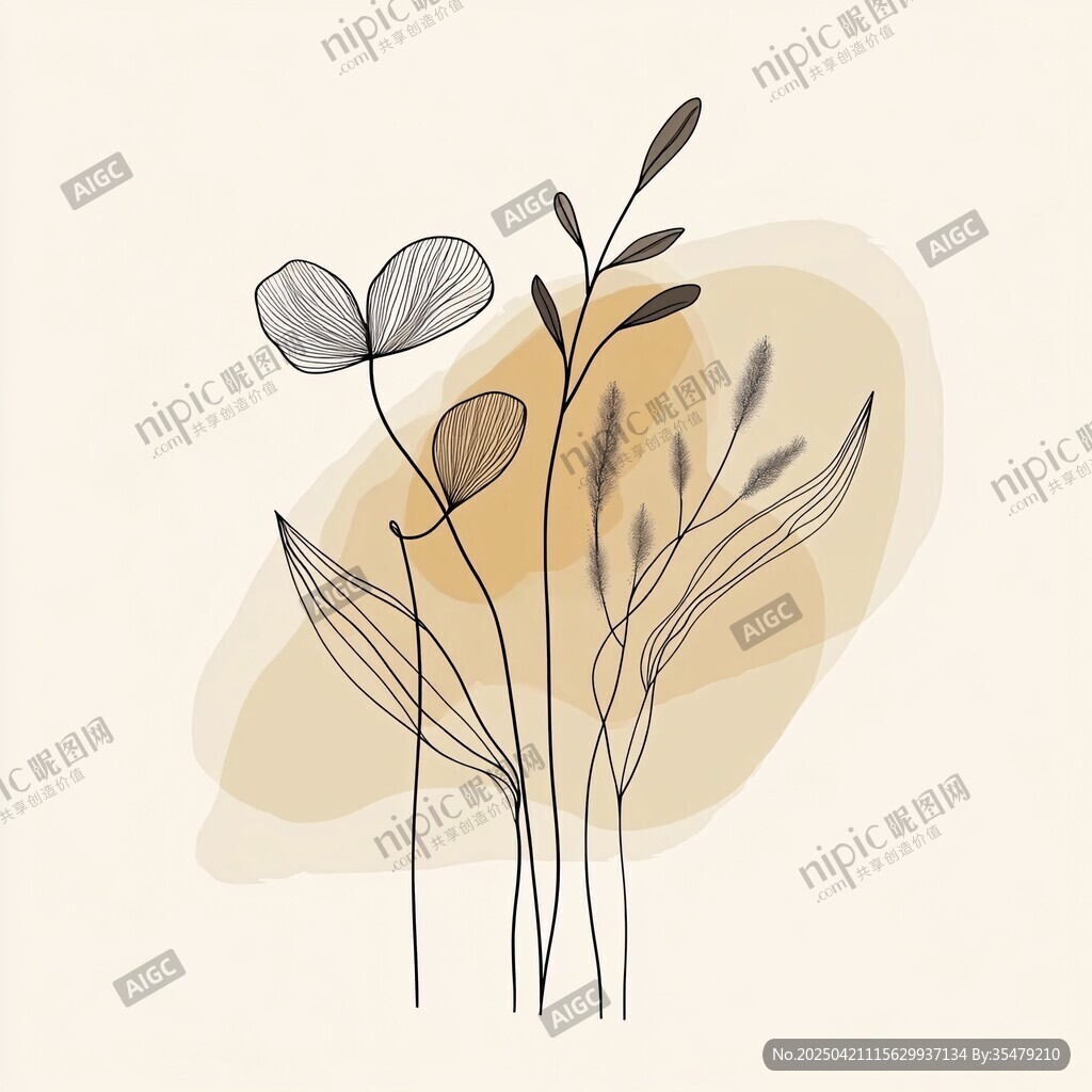 簡約手繪植物插畫
