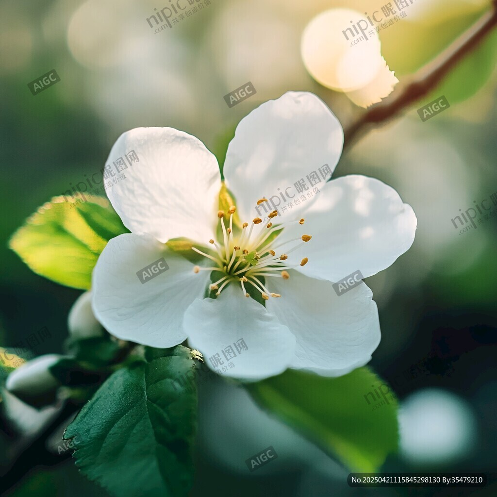 潔白蘋果花 光影中的綻放