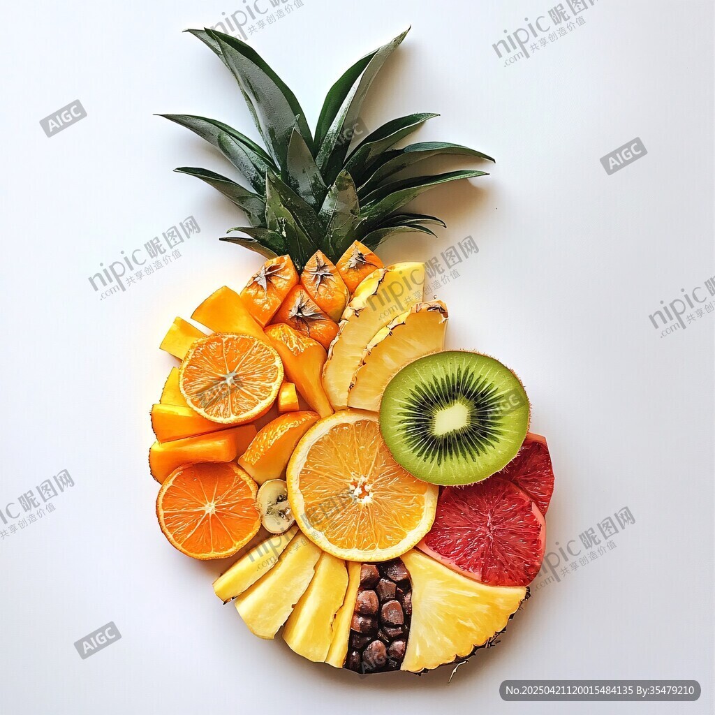 菠蘿造型的繽紛水果拼盤