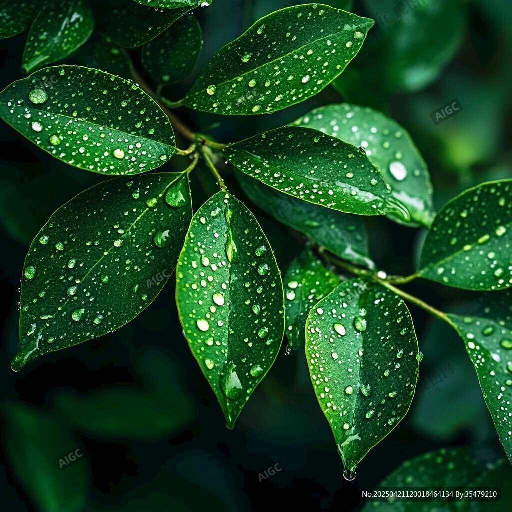 雨后綠葉 晶瑩水珠的清新之美
