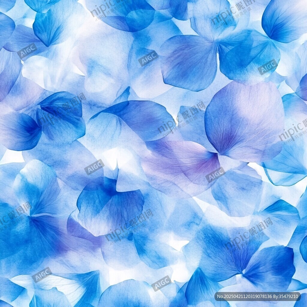 夢幻藍(lán)紫花瓣水彩背景圖