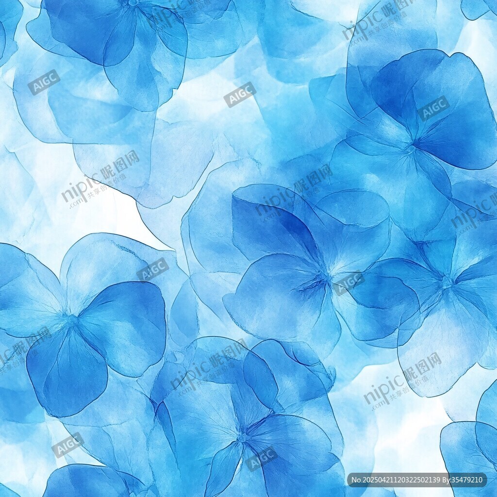 藍色水彩風(fēng)花朵圖案背景