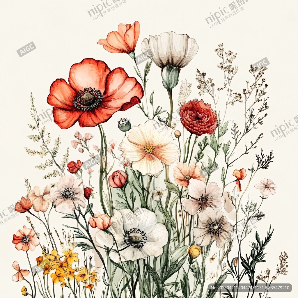 多彩花卉插畫 清新自然風(fēng)