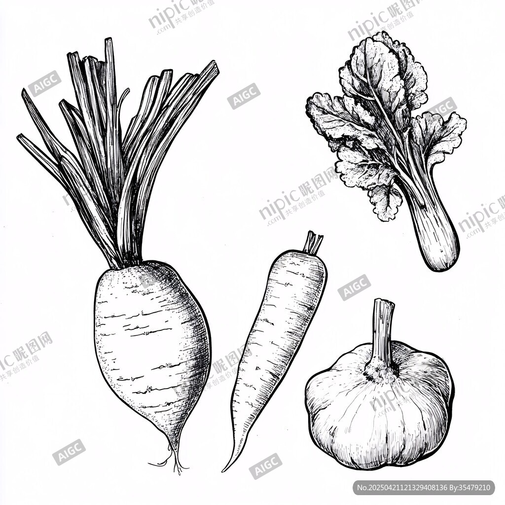 手繪蔬菜素描圖