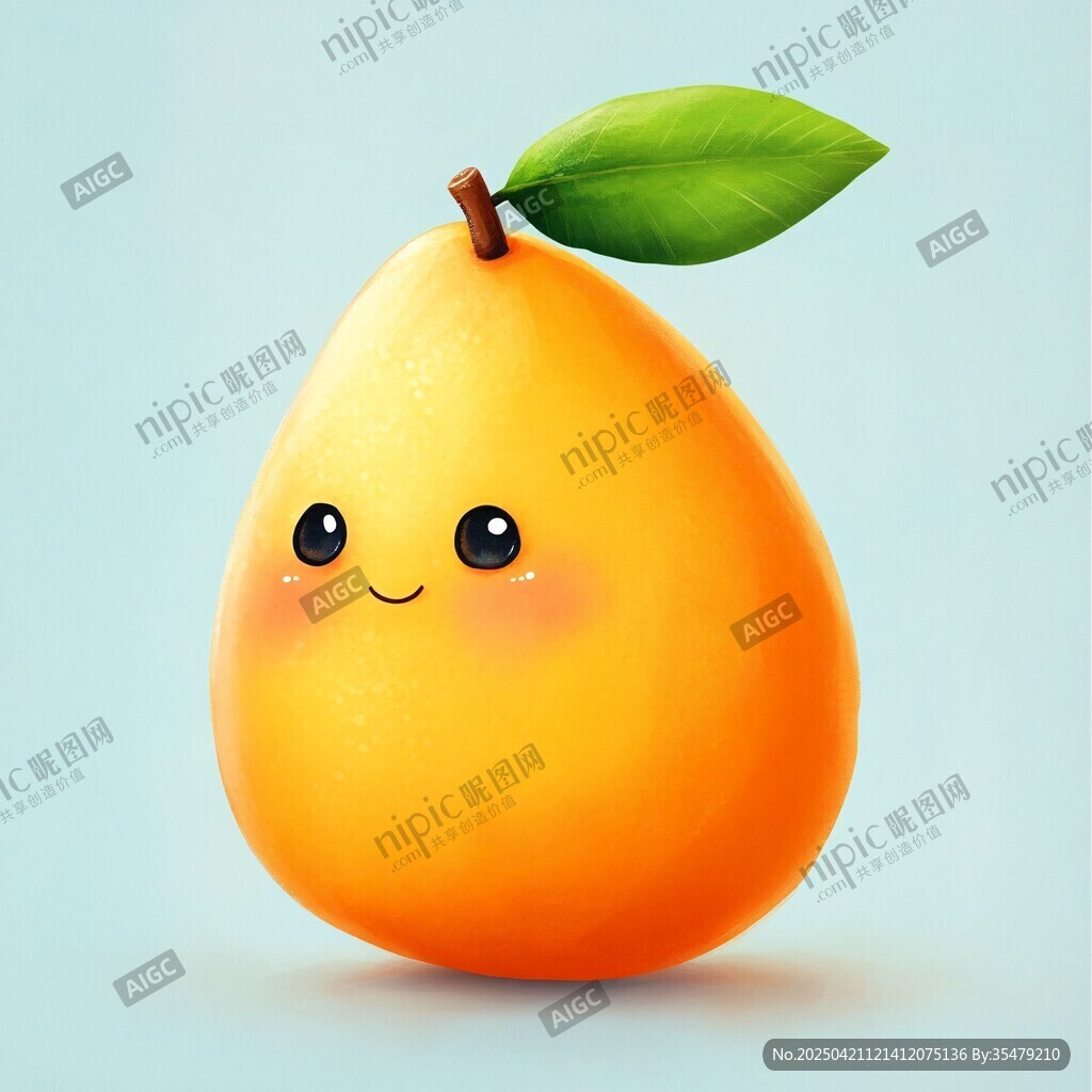 可愛笑臉黃梨插畫