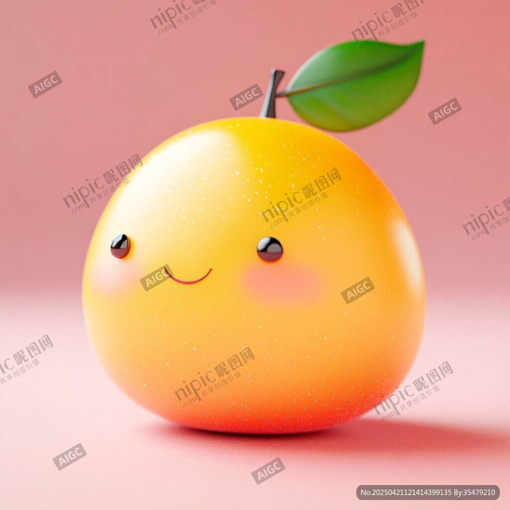 可愛笑臉橙子插畫
