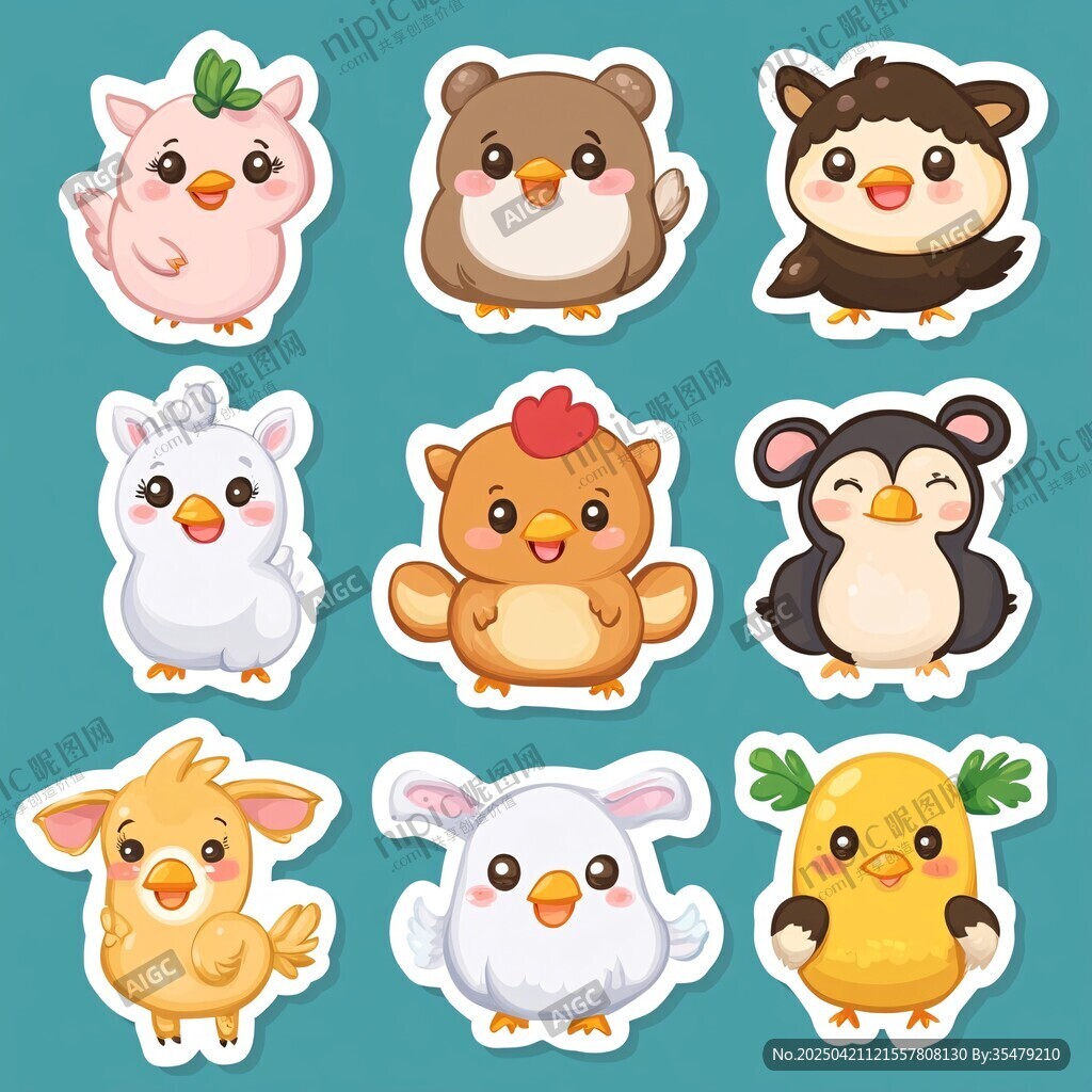 可愛卡通動物貼紙大集合