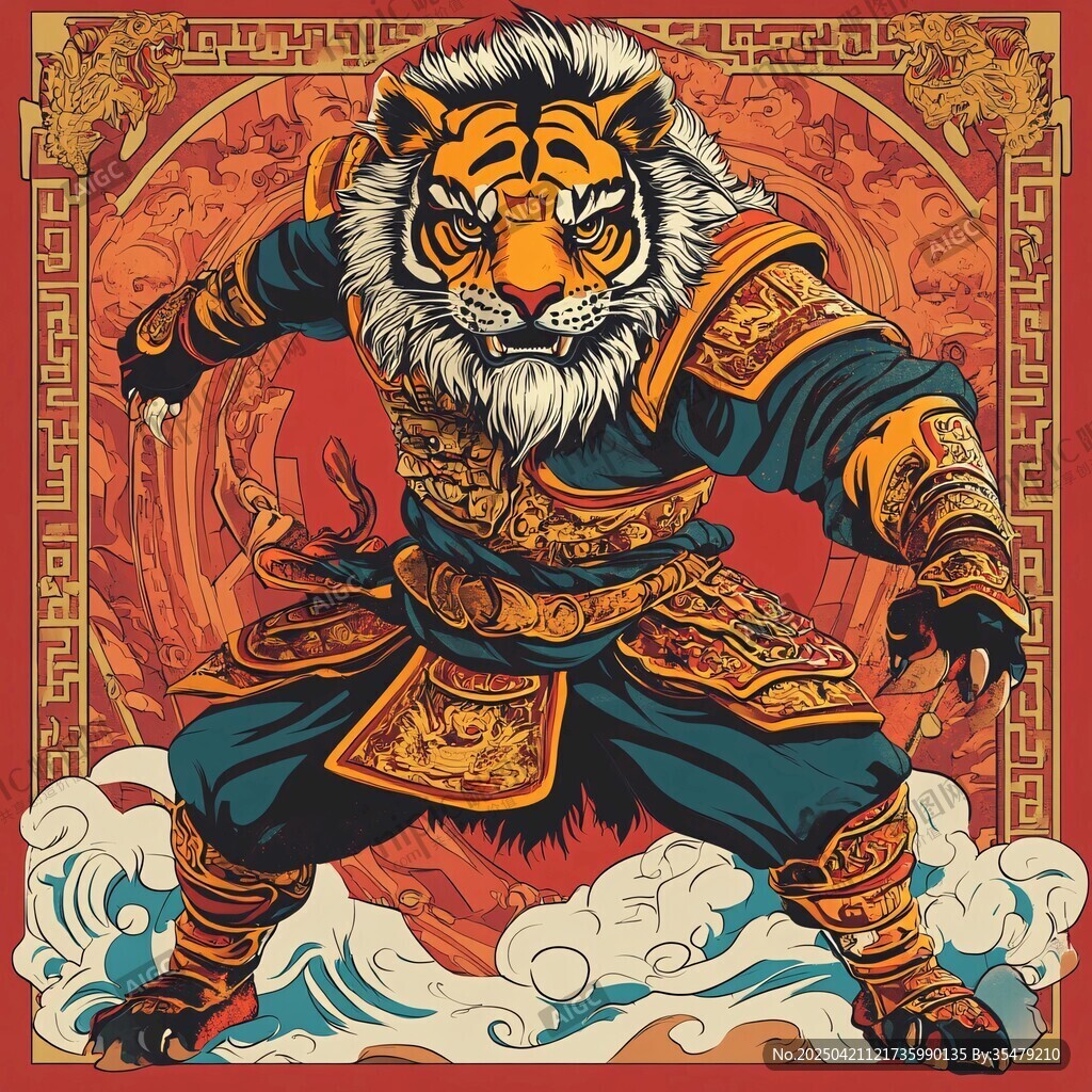虎形武將插畫 古風神韻