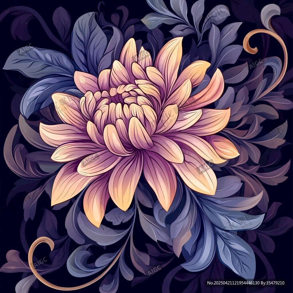 夢(mèng)幻花卉插畫 絢麗花朵圖案