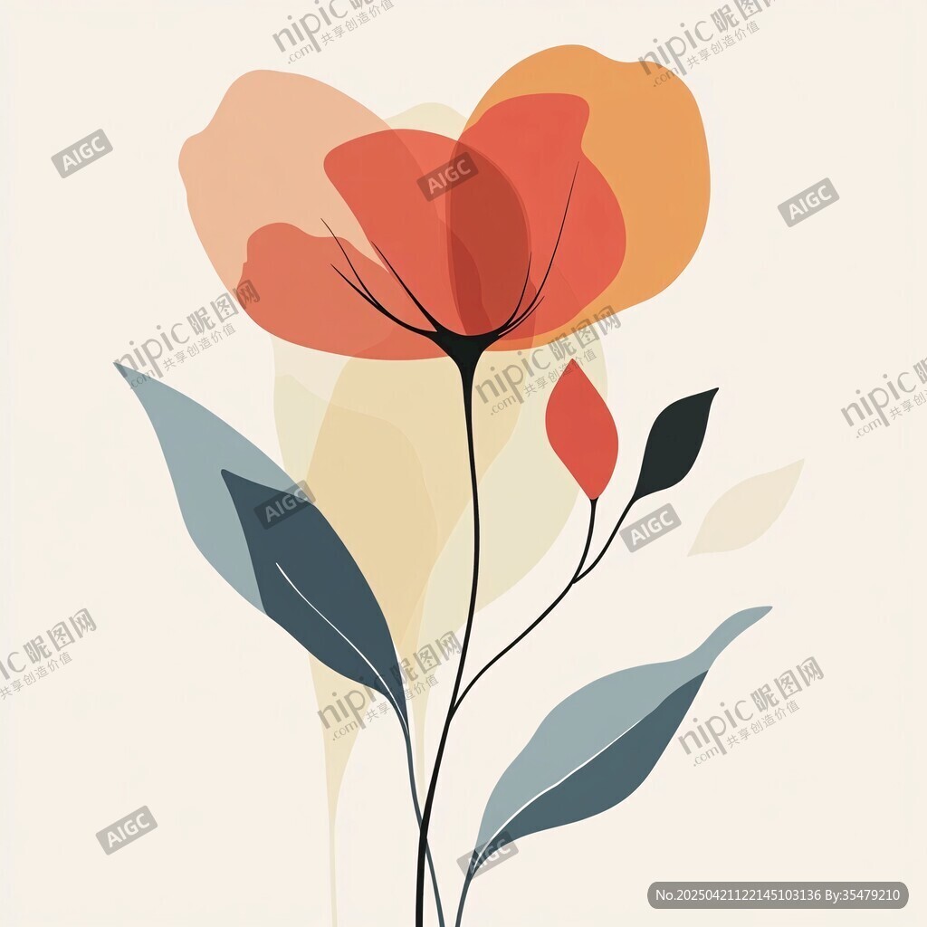 簡約風(fēng)格抽象花朵插畫