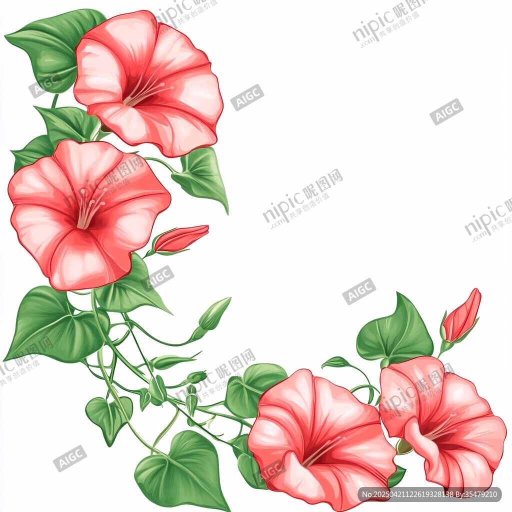 粉色牽牛花裝飾性花卉圖案