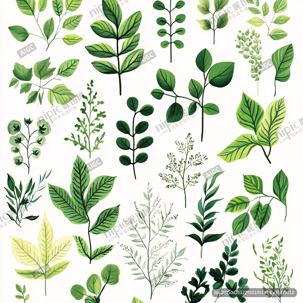 清新綠葉植物元素集合