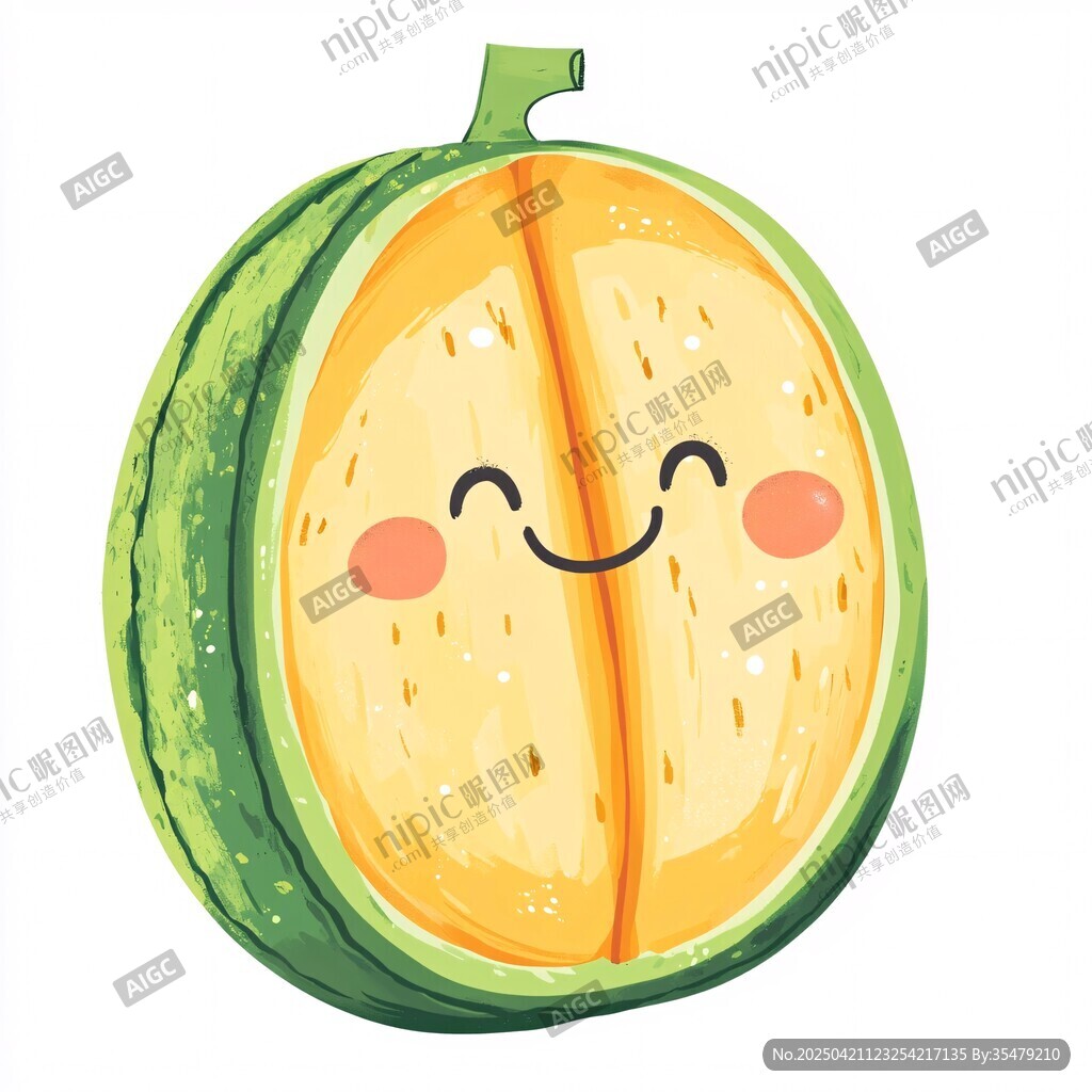 可愛笑臉甜瓜插畫