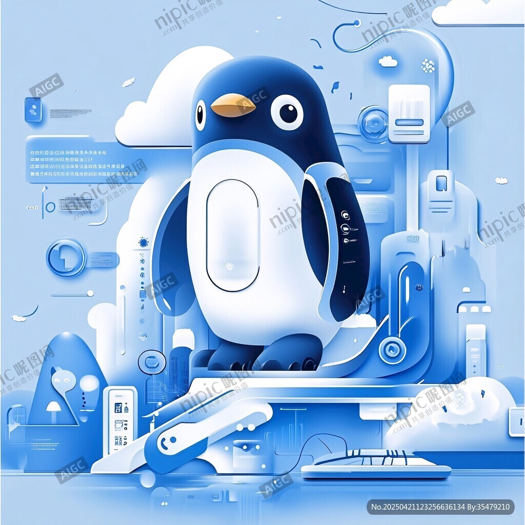 科技風(fēng)企鵝置身未來場景
