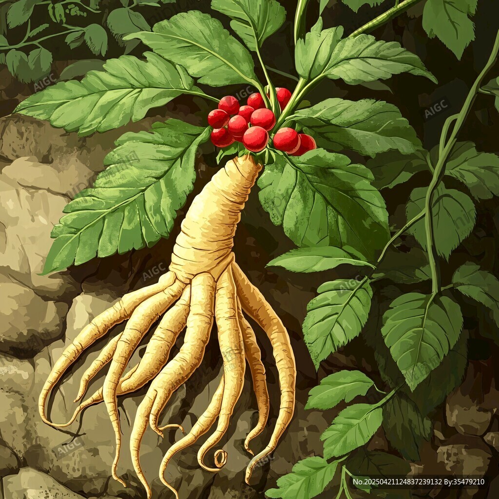 山林中的人參植株