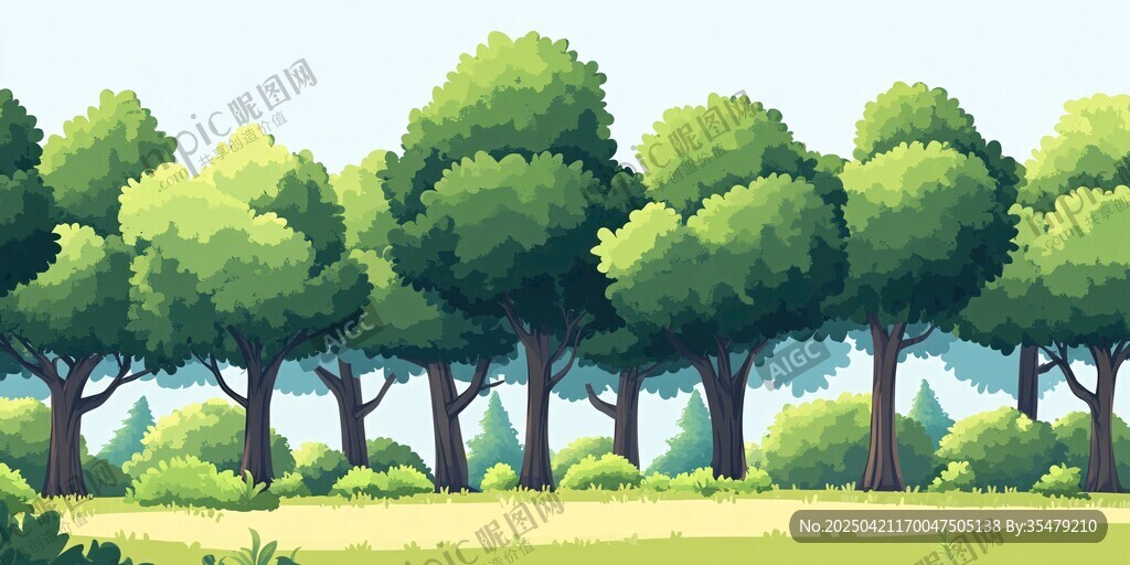 夏日蔥郁森林景觀