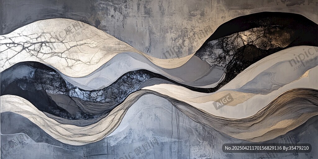 抽象波浪紋理藝術(shù)畫作