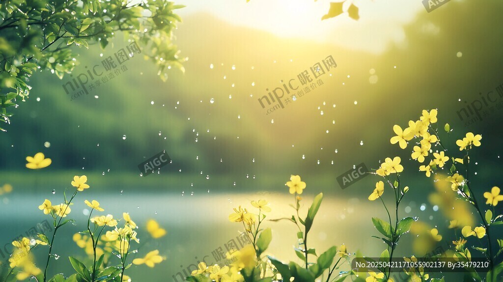 春日黃花湖畔夢幻美景