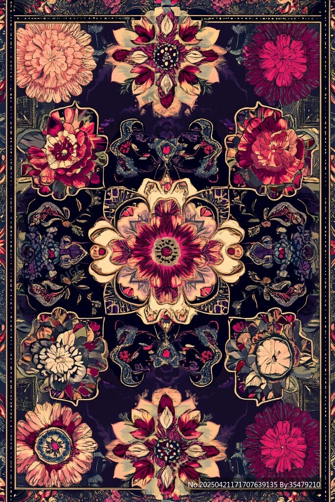 復(fù)古花卉圖案精美地毯