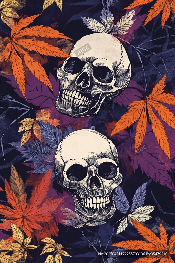 骷髏與秋葉的神秘圖案