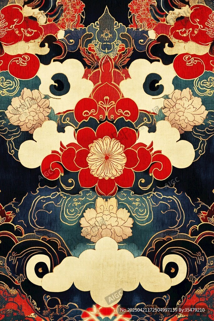 中式傳統(tǒng)花卉云紋圖案