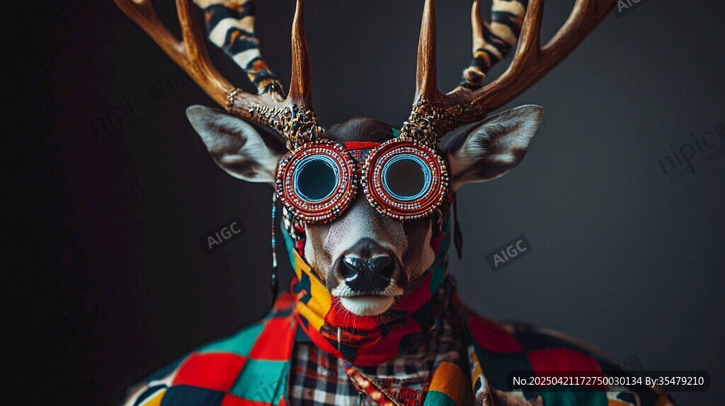 時尚裝扮的奇幻鹿形象