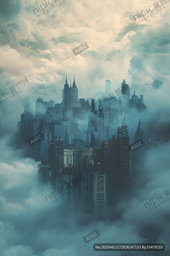 云霧繚繞中的夢(mèng)幻都市