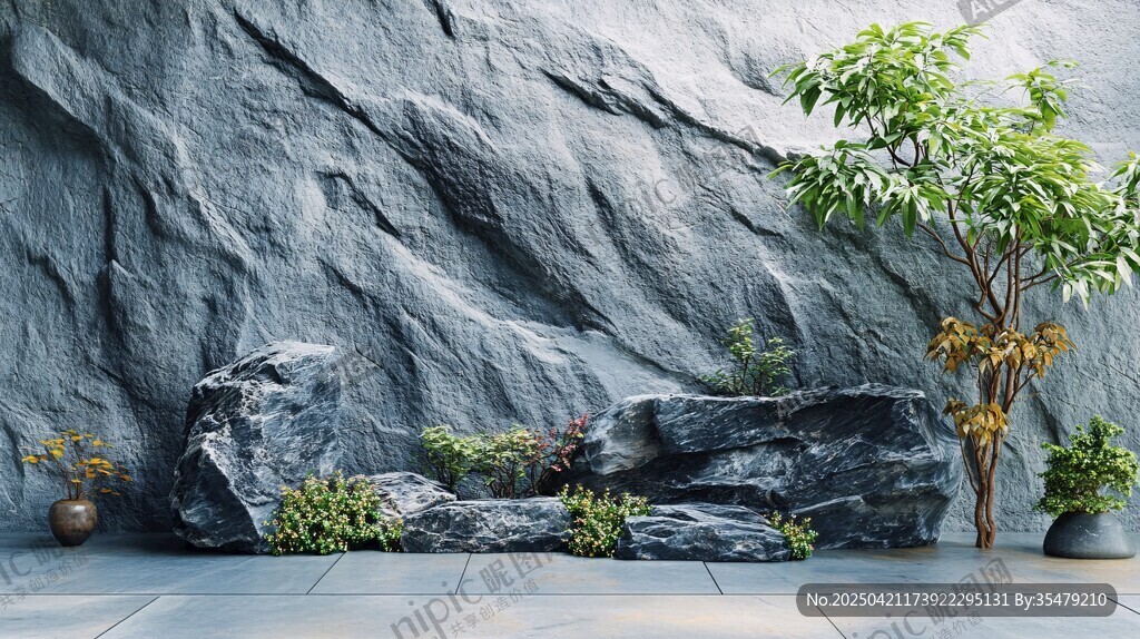 室內巖石綠植景觀布置