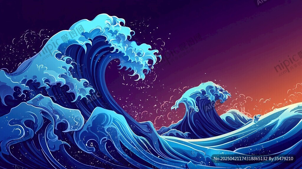 洶涌海浪的絢麗奇幻景象