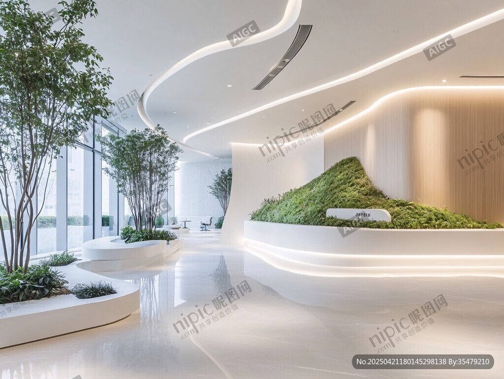 現(xiàn)代簡約風(fēng)格的綠植大廳