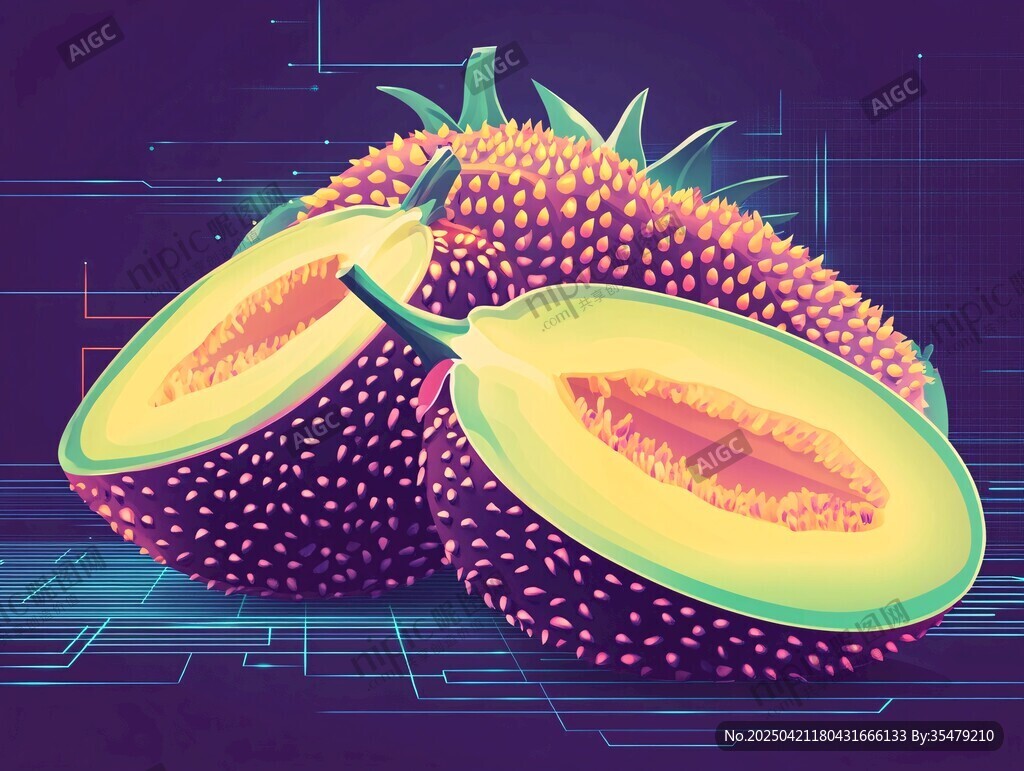 科幻風(fēng)刺角瓜插畫展示