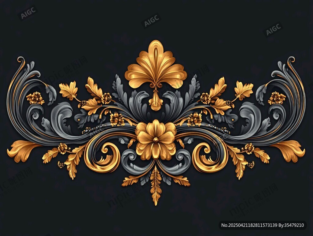歐式奢華金色花紋裝飾圖案