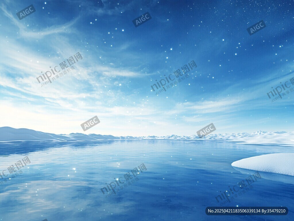 夢幻冰雪星空湖面美景