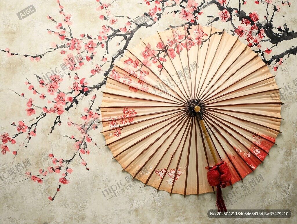 古風(fēng)油紙傘與爛漫桃花