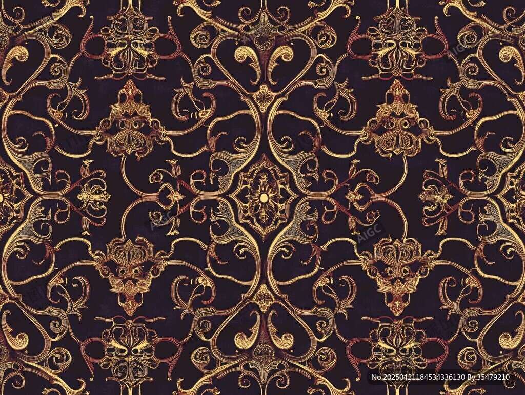 復(fù)古華麗金色花紋背景圖