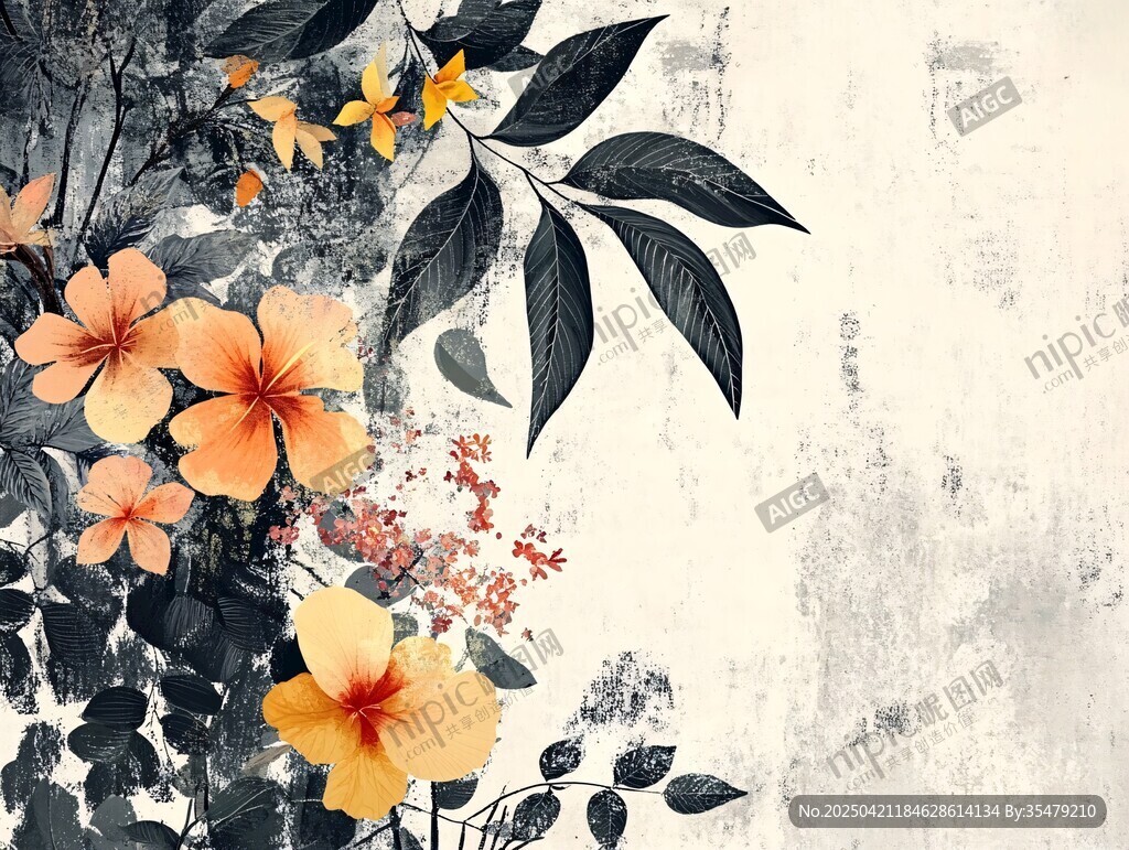 水墨花卉 淡雅綻放之美