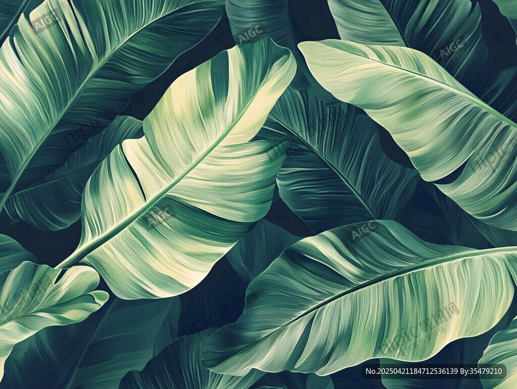 熱帶綠葉背景圖案