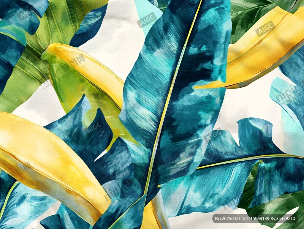 熱帶風(fēng)芭蕉葉水彩圖案