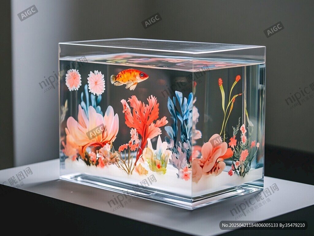 精致玻璃魚缸中的多彩世界